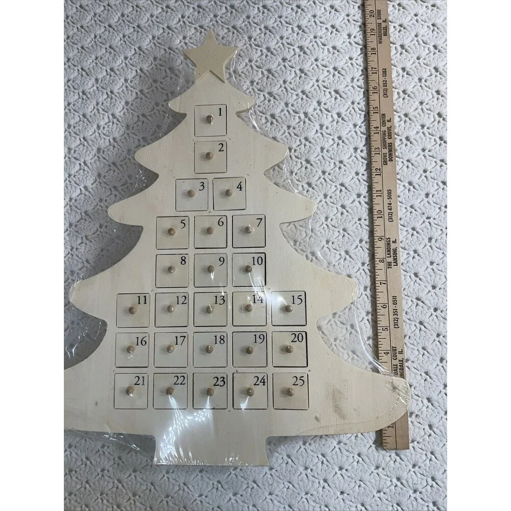 Wooden DIY Christmas Tree Advent Calender Stand Trinket Box Drawers Xmas